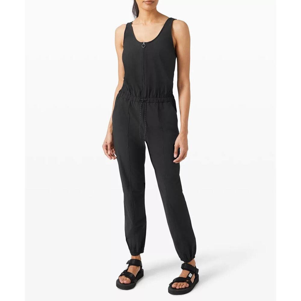 Lululemon Shift in Time Jumpsuit Romper Black One Piece Womens Size 12 Yoga